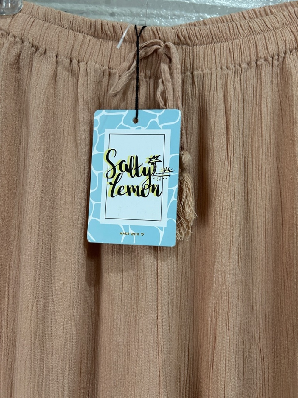 Salty Lemon Women’s Button-Trim Wide Leg Peach Pants Cover UP Sz XL Summer Boho - Picture 4 of 9